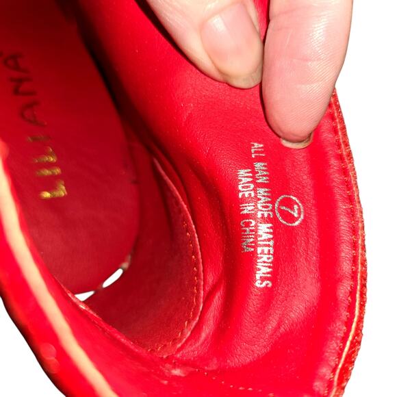 Liliana 7 Red Women's Chelsea Ankle Boots 4 1/2 Inch High Heel Shoe - Picture 8 of 9